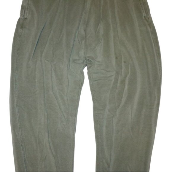 Mens Olive Green Jogger Pants With Drawstring Waist & Ribbed Ankles Athleisure - Picture 3 of 8